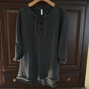 Jag NWT Charcoal Gray Tunic lace up top size XL